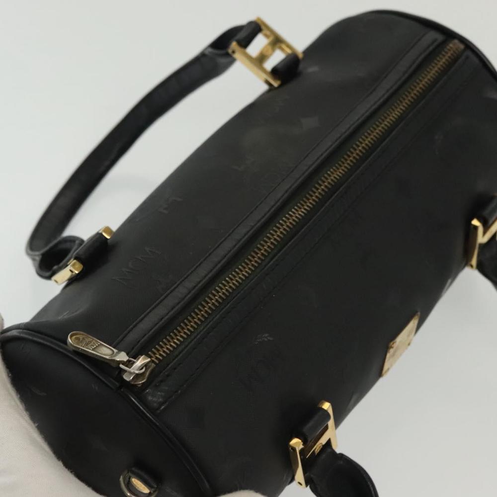 MCM Vicetos Logogram Hand Bag PVC Black Gold Auth bs28959 - Picture 6 of 16